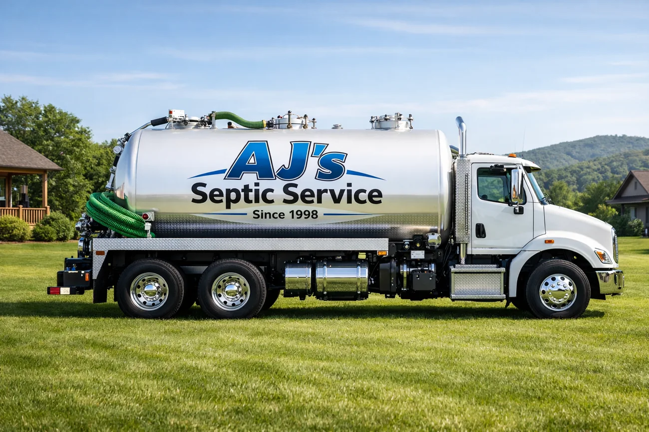 AJ's Septic Service truck on the job in North Alabama