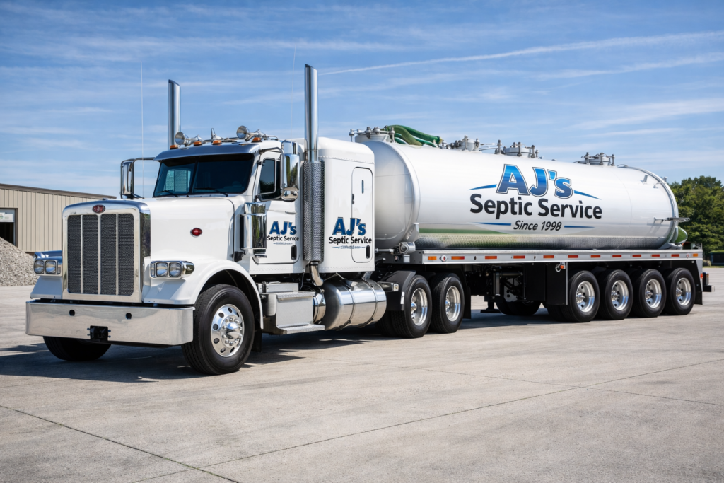 AJ's septic service tanker truck